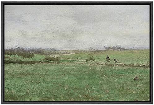 SIGNFORD Framed Canvas Wall Art Lush Green Fields with Farmers Landscape Wilderness Oil Painting ... | Amazon (US)