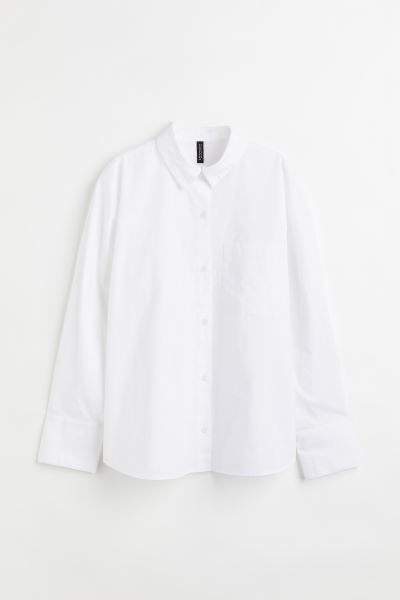 Oversized shirt in an airy cotton weave with a collar, buttons down the front, a yoke at the back... | H&M (UK, MY, IN, SG, PH, TW, HK)