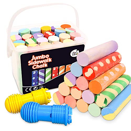Jar Melo Jumbo Sidewalk Chalk Sets for Kids; 24 Colors, Sidewalk Chalk Bulk With Chalk Holder, Drive | Amazon (US)