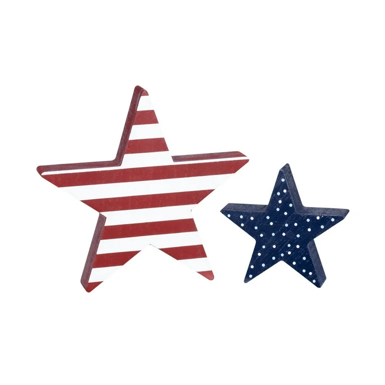 Stratton Home Décor Set of 2 Patriotic Wooden Tabletop Stars | Walmart (US)