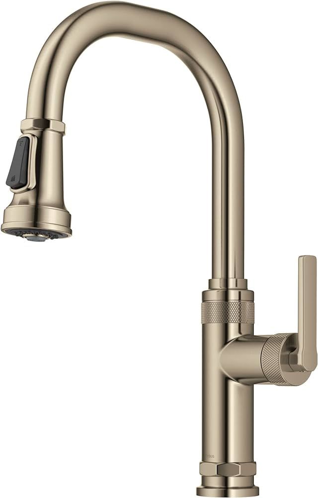 KRAUS Allyn Industrial Pull-Down Single Handle Kitchen Faucet in Spot-Free Antique Champagne Bron... | Amazon (US)