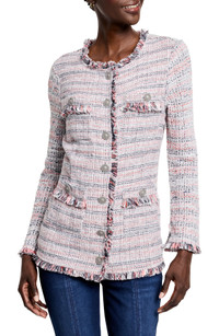 Click for more info about NIC+ZOE Plaid Fringe Cotton Blend Jacket | Nordstrom