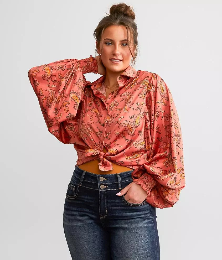 Paisley Satin Blouse | Buckle