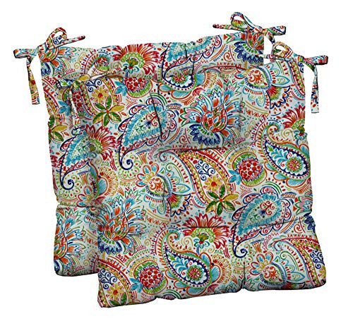 RSH DECOR: Outdoor Tufted Seat Cushions Set of 2 | 17" x 17" | All-Weather Spun Fabric | Square Seat Cushions for Patio Furniture | Think Line Paisley | Amazon (US)