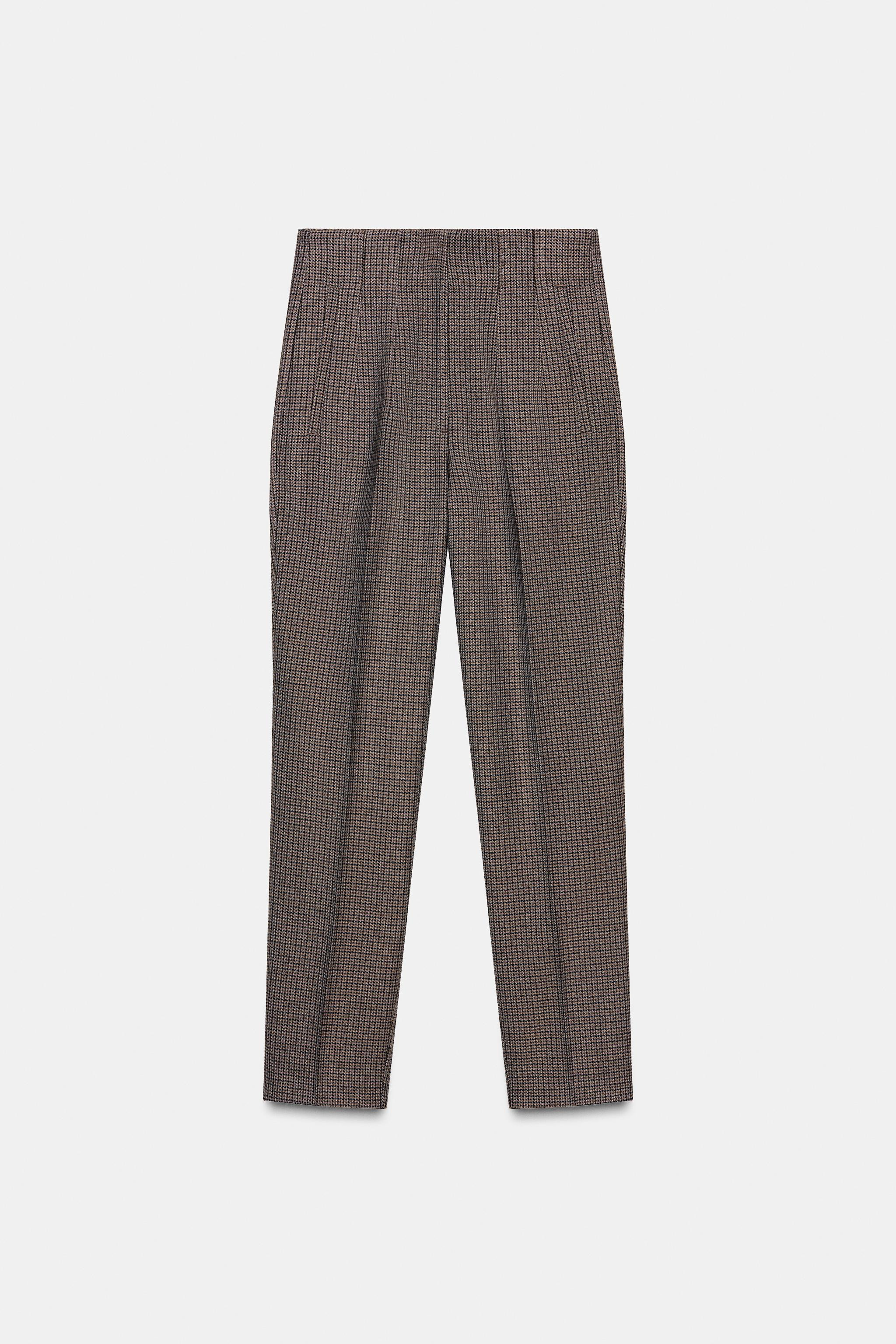HIGH-WAIST CHECKED TROUSERS | Zara US