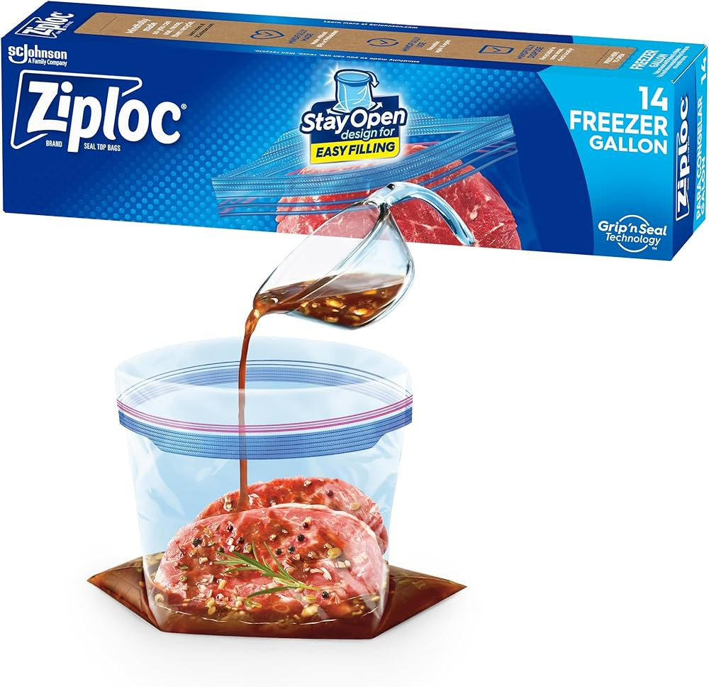 Ziploc Gallon Food Storage Freezer Bags, Stay Open Design with Stand-Up Bottom, Easy to Fill, 14 ... | Amazon (US)