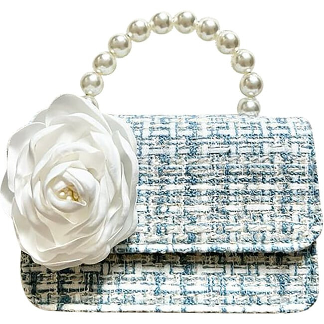Tweed Ivory Peony City Bag, Blue | Maisonette