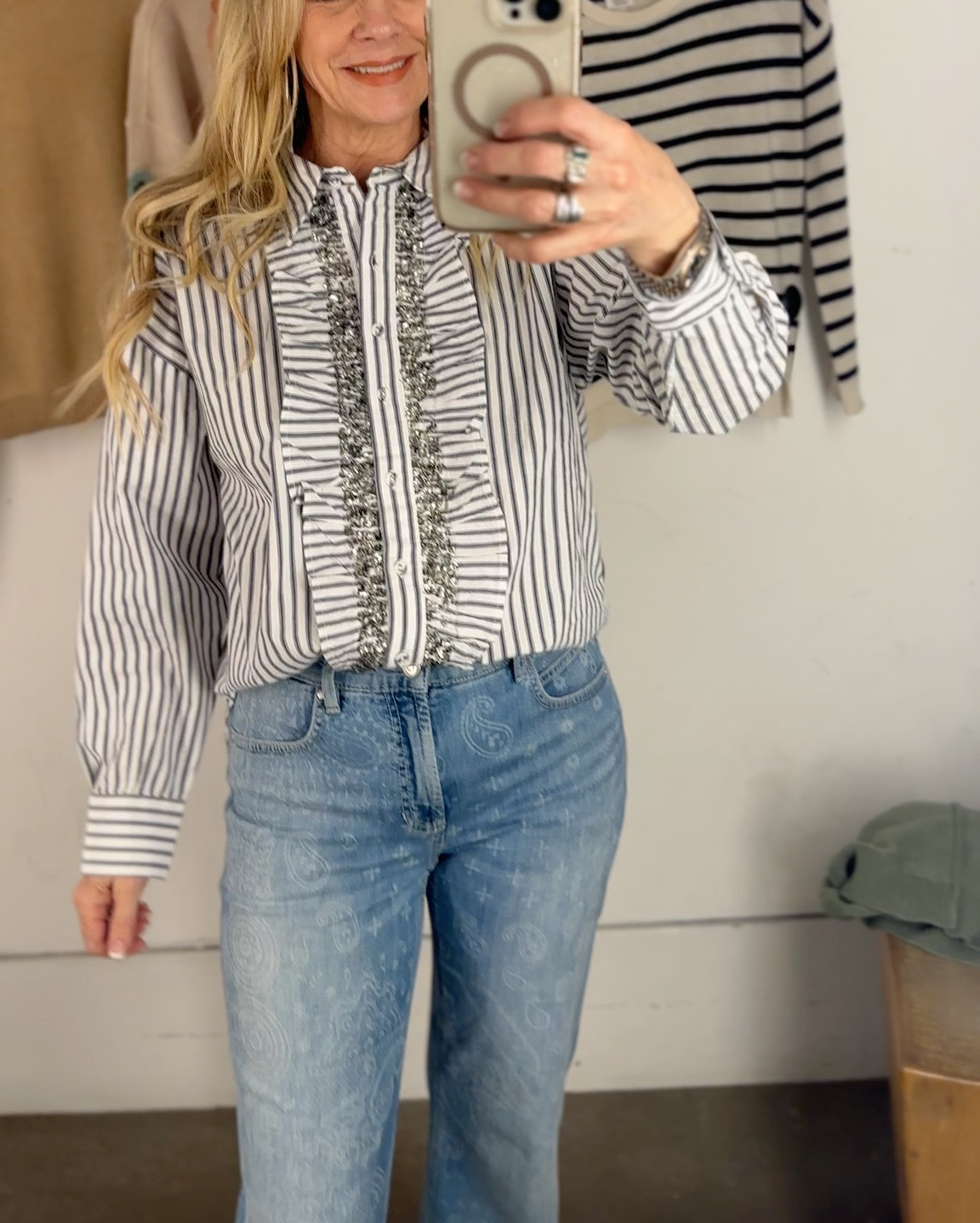 Anthropologie 1, 2 & 3. Embellished button down top and soft cashmere sweaters. 

Red carpet of Life, LTK over 50

#LTKSeasonal #LTKWorkwear