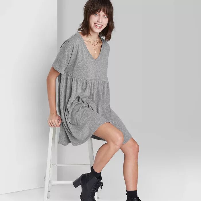 Women's Short Sleeve Babydoll Sweatshirt Dress - Wild Fable™ | Target