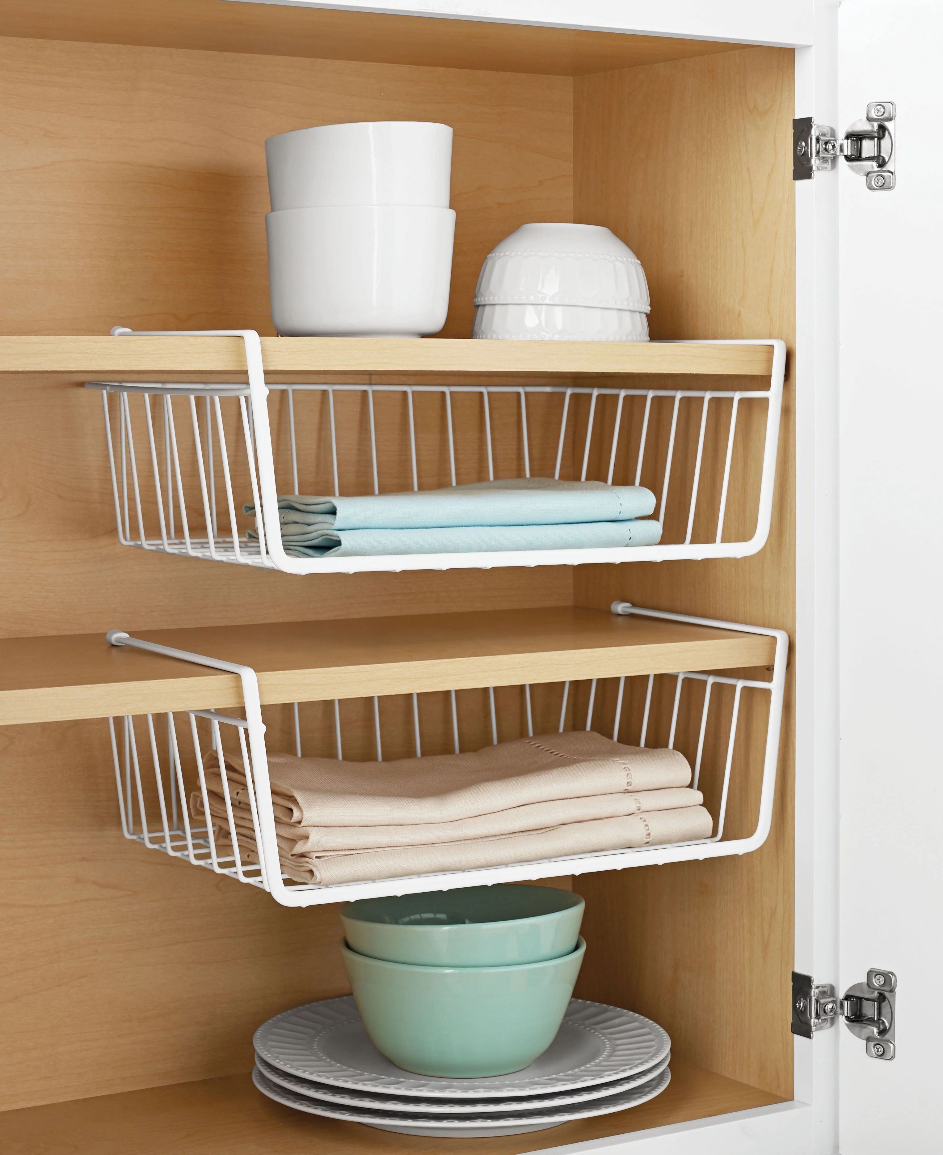 Mainstays White Wire Under Cabinet Baskets - 2 Count - Measures 16x10.25x5.5 in - Walmart.com | Walmart (US)