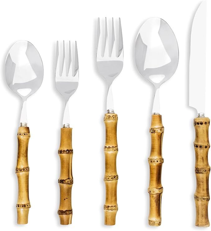 Homenook Bamboo Silverware Set - Natural Bamboo Flatware - Bamboo Cutlery and Utensils - Handcraf... | Amazon (US)