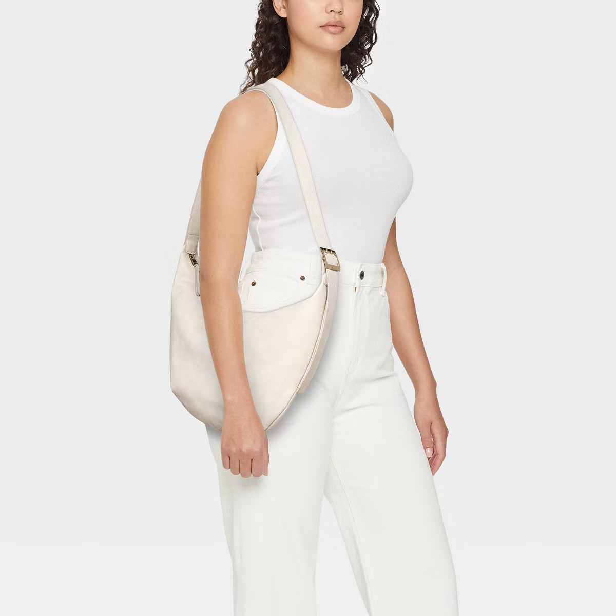 Slouchy Crescent Sling Handbag - Universal Thread™ Cream | Target