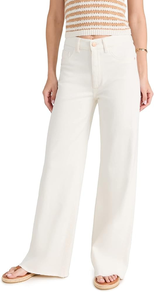 DL1961 Women's Hepburn Wide Leg High Rise Jeans, Eggshell, 28 | Amazon (US)