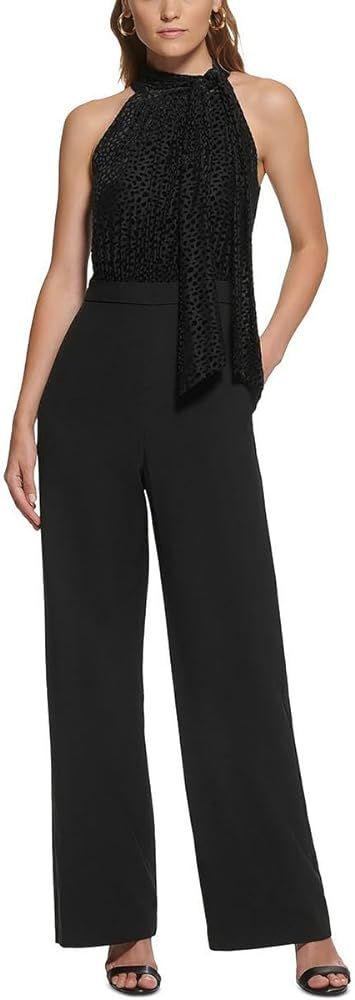 Vince Camuto Womens Halter Mixed Media Jumpsuit | Amazon (US)