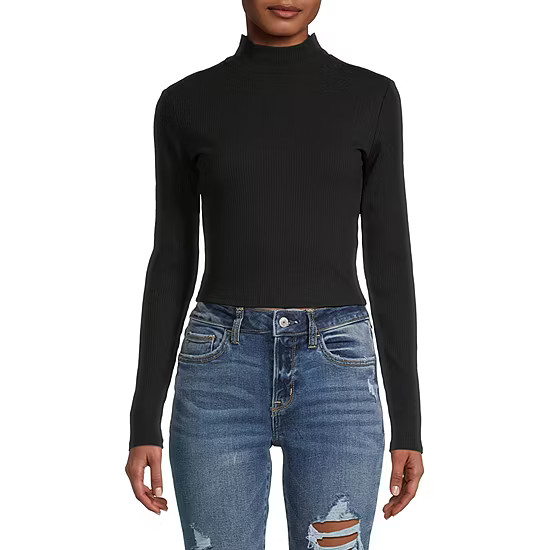 new!Arizona Womens Long Sleeve Mock Neck Top Juniors Adaptive | JCPenney