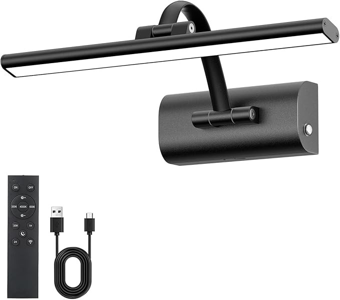 Battery Operated Picture Lights for Wall, 11.8" Rechargeable Wireless Picture Light with Remote T... | Amazon (US)