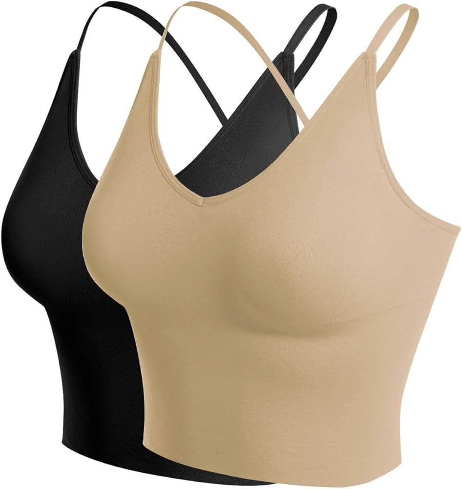 Design by Olivia Women's Longline Sports Bra Padded Workout Yoga Tank Top Gym Running Fitness Cro... | Amazon (US)