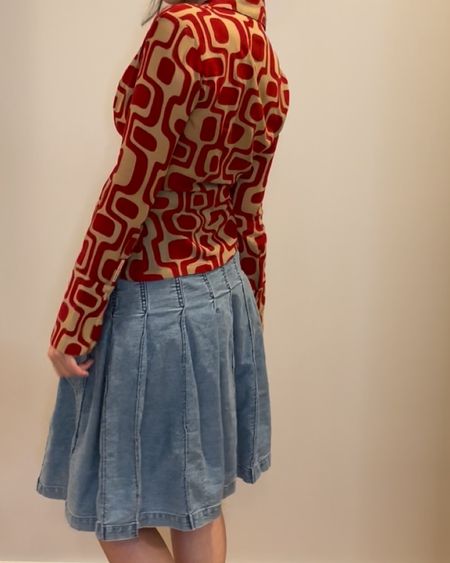 Blue Denim Pleated Skirt like the one from the Balmain Pre-Fall 2023 Collection

#LTKstyletip #LTKsalealert