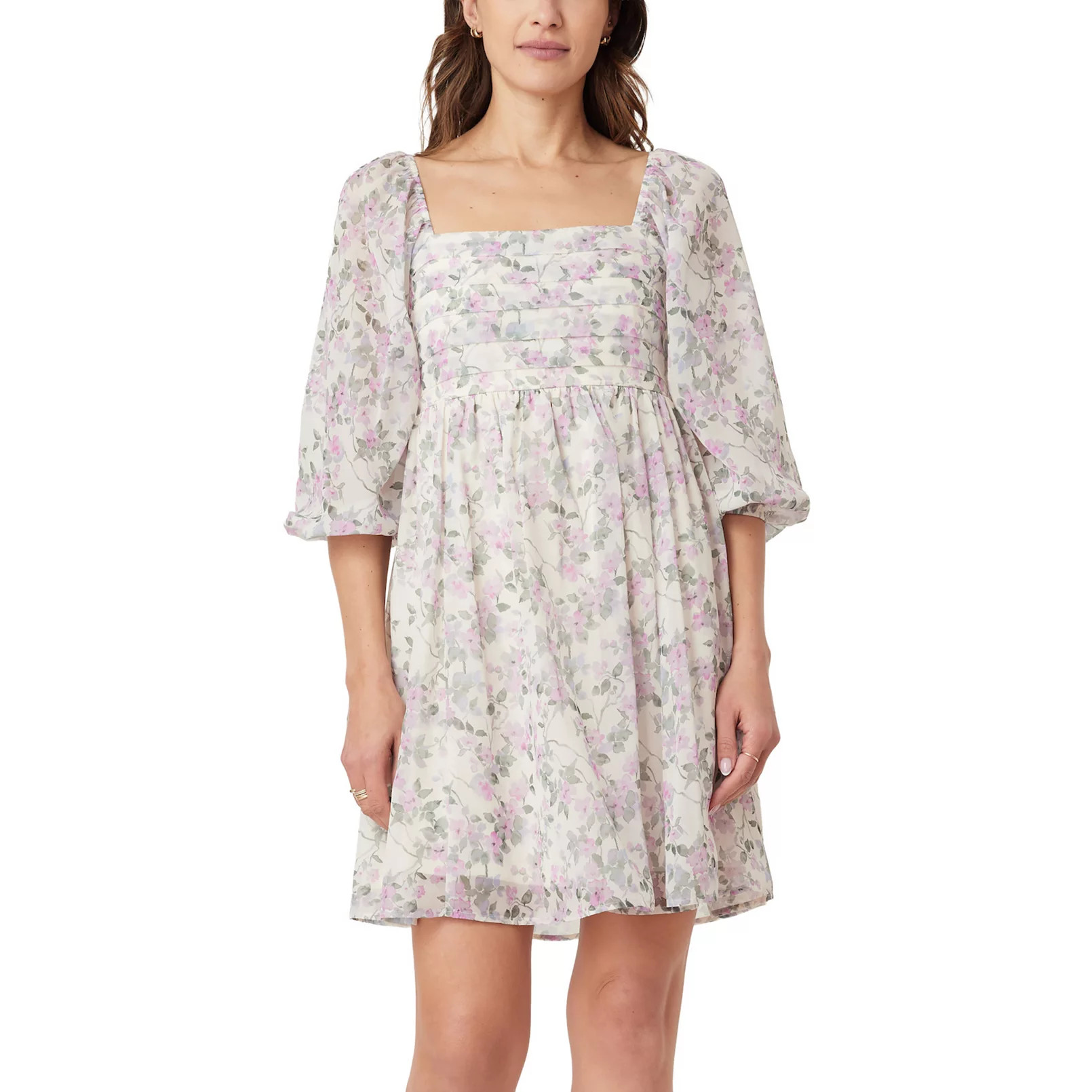 Juniors' WallFlower Pleated Bodice 3/4 Sleeve Mini Dress | Kohl's