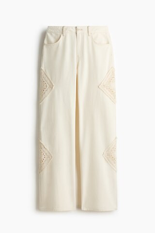 H & M - Pants with Crochet-Look Details - White | H&M (US + CA)
