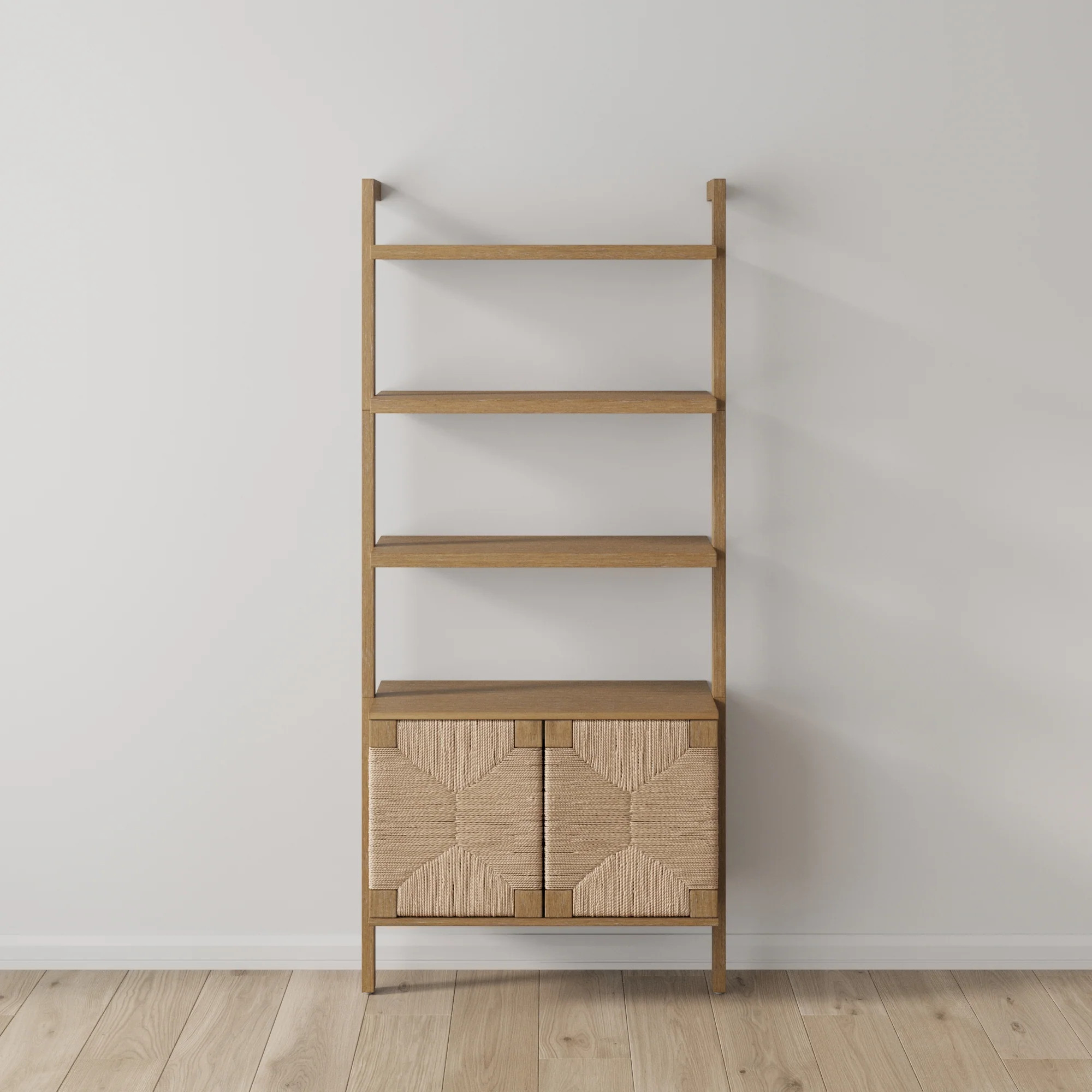 Boho Seagrass & Wood Bookshelf Light Brown | Nathan James