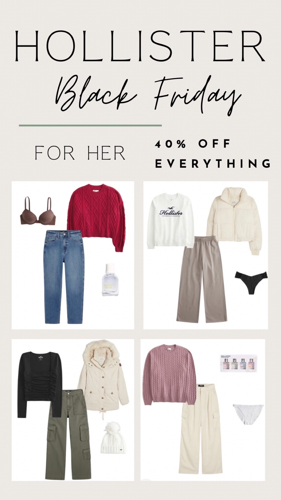Gifts for her are 40% off for Black Friday at Hollister. Gift her to look cute and in style.

#LTKGiftGuide #LTKHoliday #LTKCyberWeek
