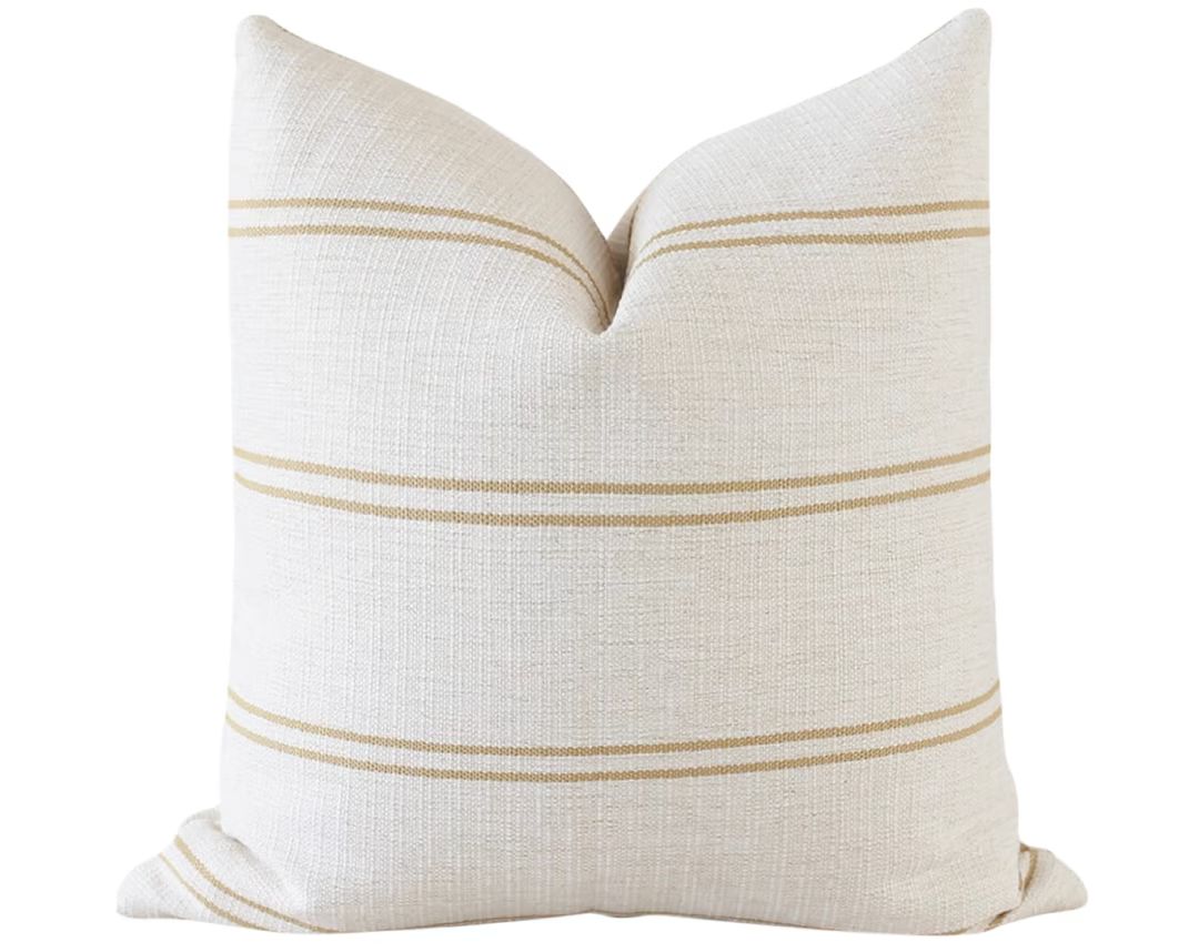 Mustard Pillow Cover, Yellow Stripe Pillow, Modern Farmhouse Pillows, Striped Throw Pillow, Lumba... | Etsy (US)