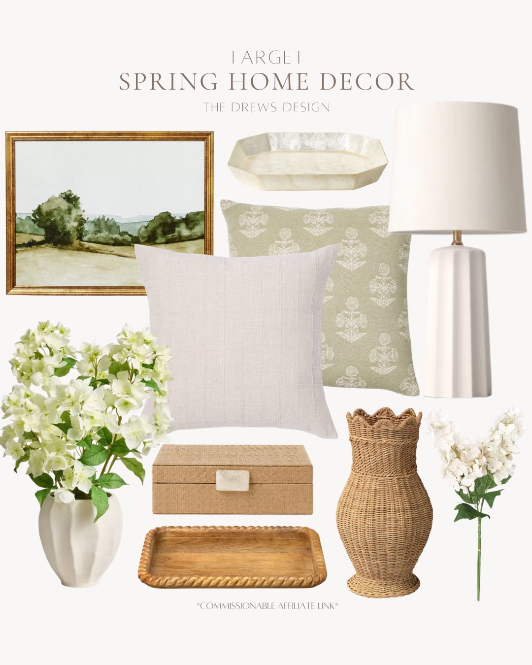 Target spring home finds include table lamp, throw pillows, faux florals, rattan vase, decorative box, tray, and wall art. 

#LTKSaleAlert #LTKSeasonal #LTKHome