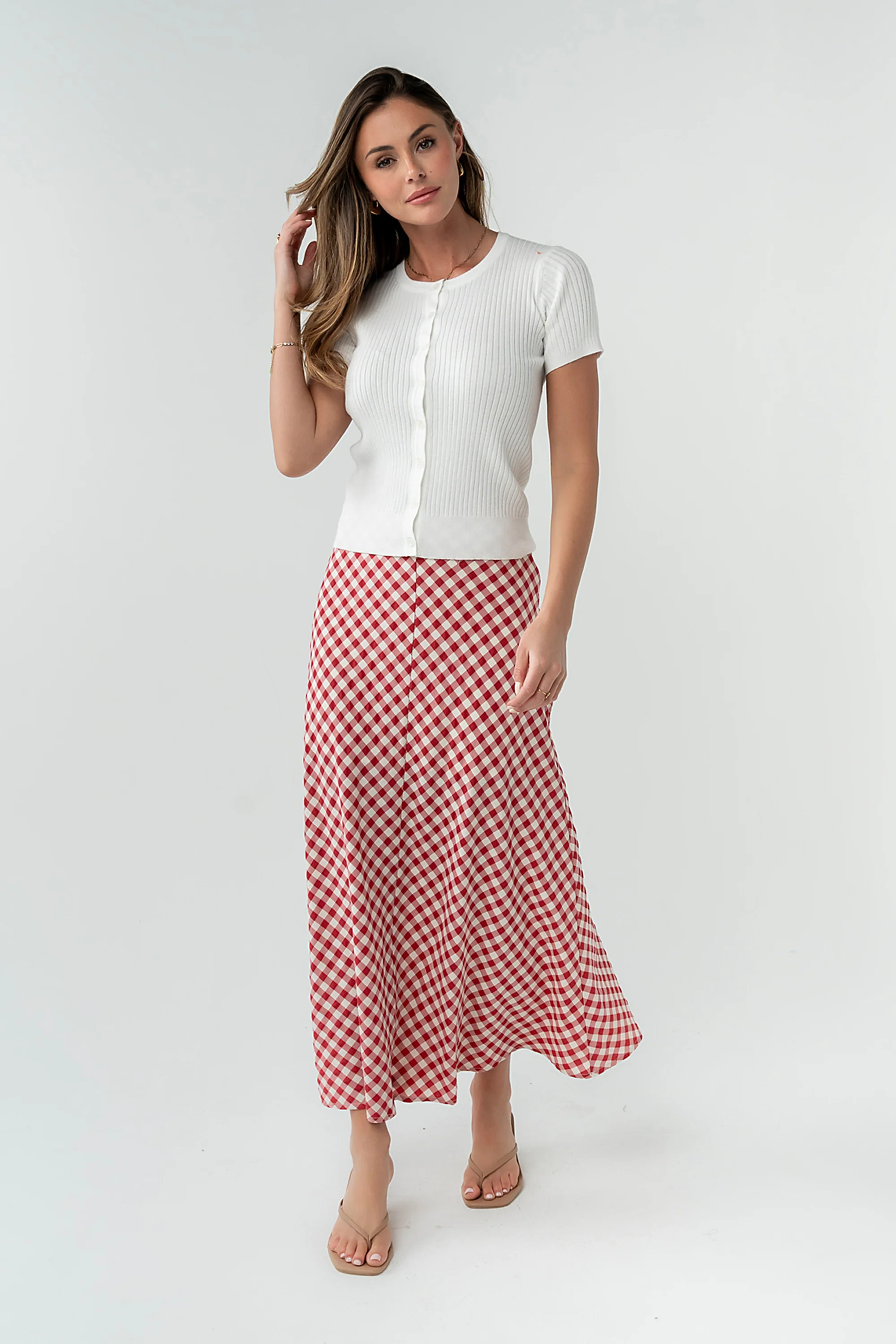 Posie Gingham Maxi Skirt in Red | Böhme US