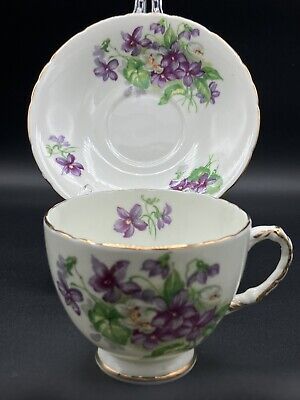 Vintage Sutherland Bone China Devon Violets Teacup & Saucer, England | eBay US