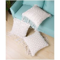 Bohemian Handmade Woven Pillow Cover Beige Cotton Linen Tassel Art Throw Home Soft Decor Photography | Etsy (US)