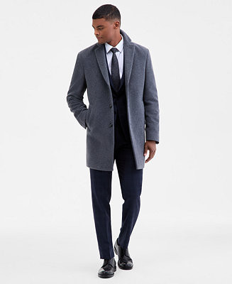 Calvin Klein Men's Prosper Wool-Blend Slim Fit Overcoat - Macy's | Macy's