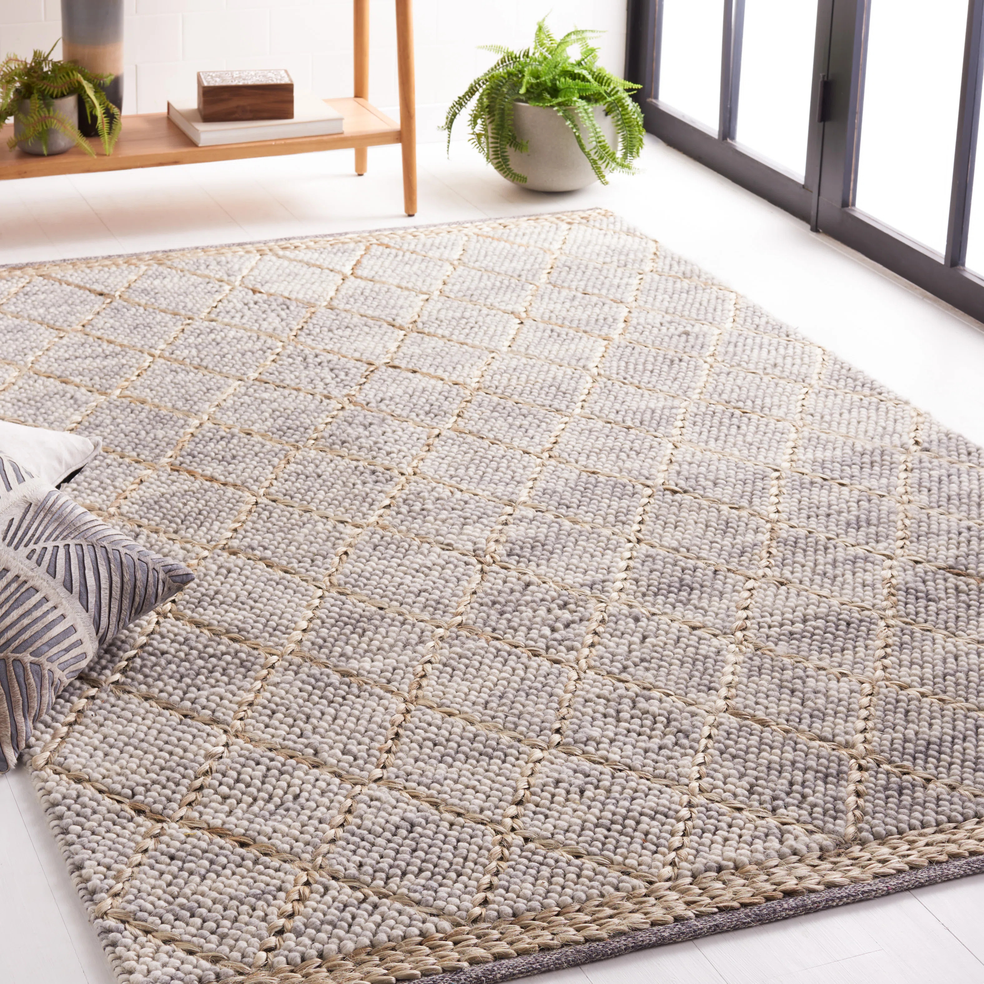 Natura Hand Woven Wool/Cotton Geometric Rug in Light Gray/Natural | Wayfair North America