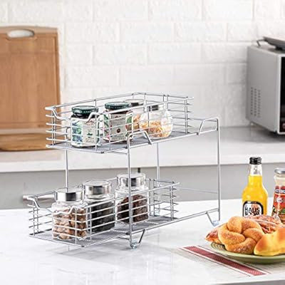 Odd Easy 2 Tier Organizer Baskets with Sliding Mesh Cabinet Storage Drawer for Kitchen Bathroom O... | Amazon (US)