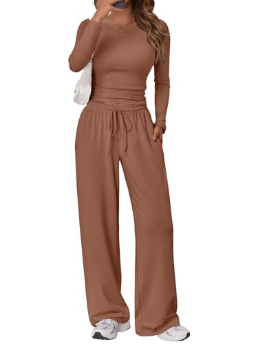 Trendy Queen Womens Two 2 Piece Matching Lounge Sets 2026 Early Fall Fashion Must Haves Y2K Workout Gym Clothes Comfy Airport Travel Vacation Luxury Outfits Sweatsuit Winter Clothing | Amazon (US)