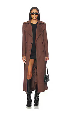 Bardot Kira Faux Suede Trench Coat in Chocolate from Revolve.com | Revolve Clothing (Global)