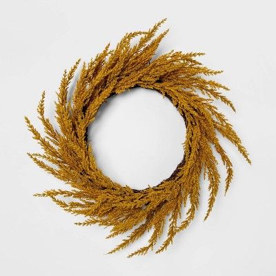 22" Artificial Goldenrod Wreath Yellow - Threshold™ | Target