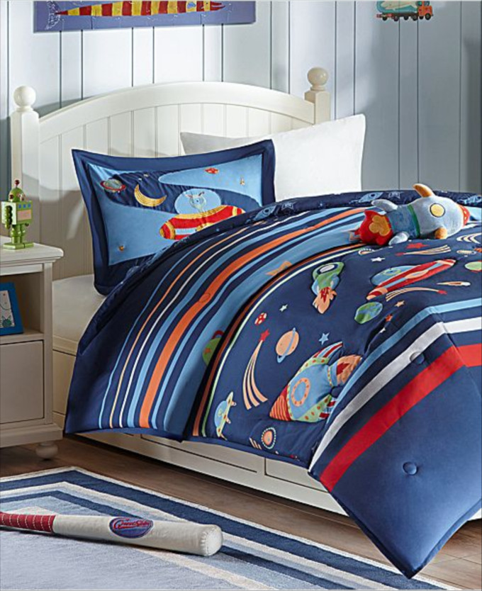 Outer Space Bedroom Solar System Planets Rocket Bedding Decor