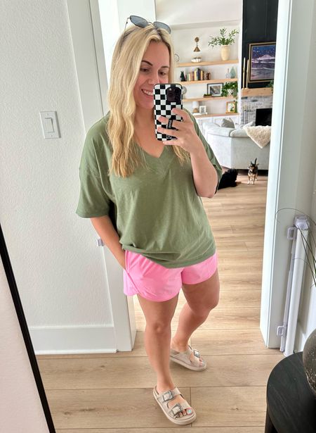 Wearing my normal large in the target wind shorts and aerie neck tshirt, tee is pretty oversized. Good bed sandals are my normal 8 and I’m an 8-8.5. 

#LTKmidsize #LTKover40 #LTKsalealert