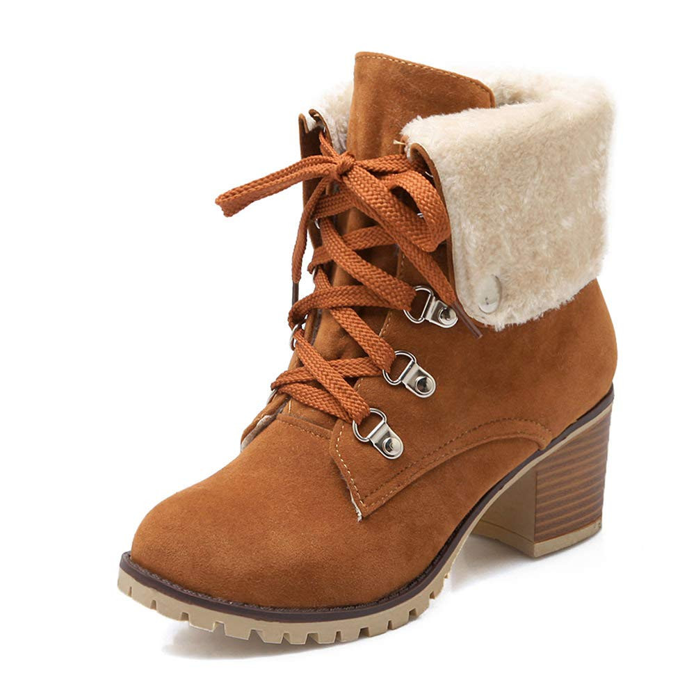 DecoStain Women's Classic Lace Up Buckle Ankle Boots Ladies Fall Winter Keep Warm Short Boots | Amazon (US)