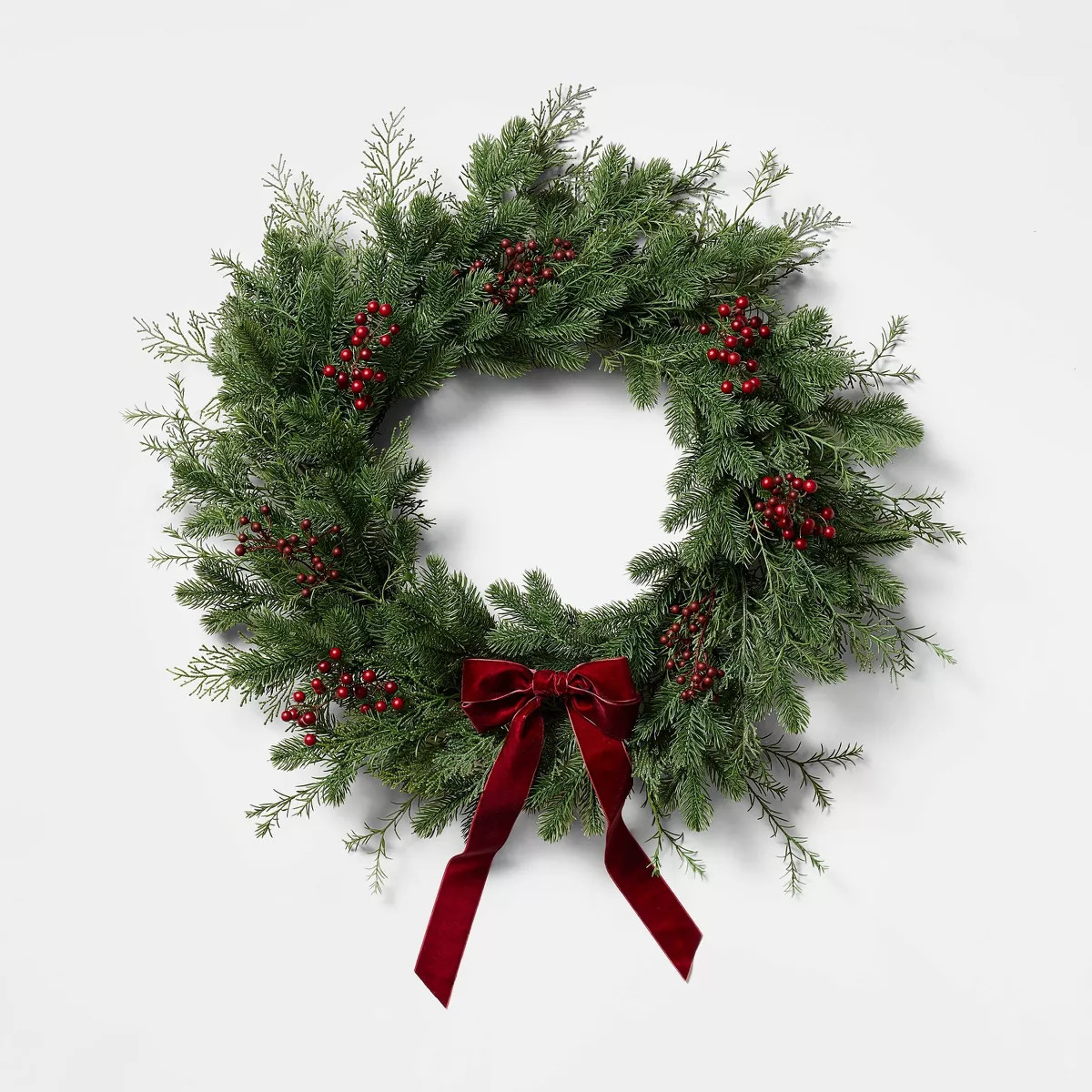 24" Mixed Green and Red Berry Christmas Wreath - Threshold™ designed with Studio McGee | Target