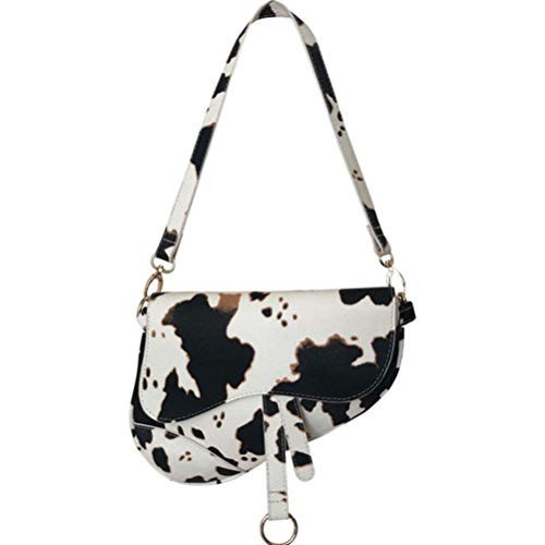 PURFANREE Women Cow Print Saddle Shoulder Bag Clutch Purse Underarm Handbag Satchel Zipper Crossbody Bag | Amazon (US)
