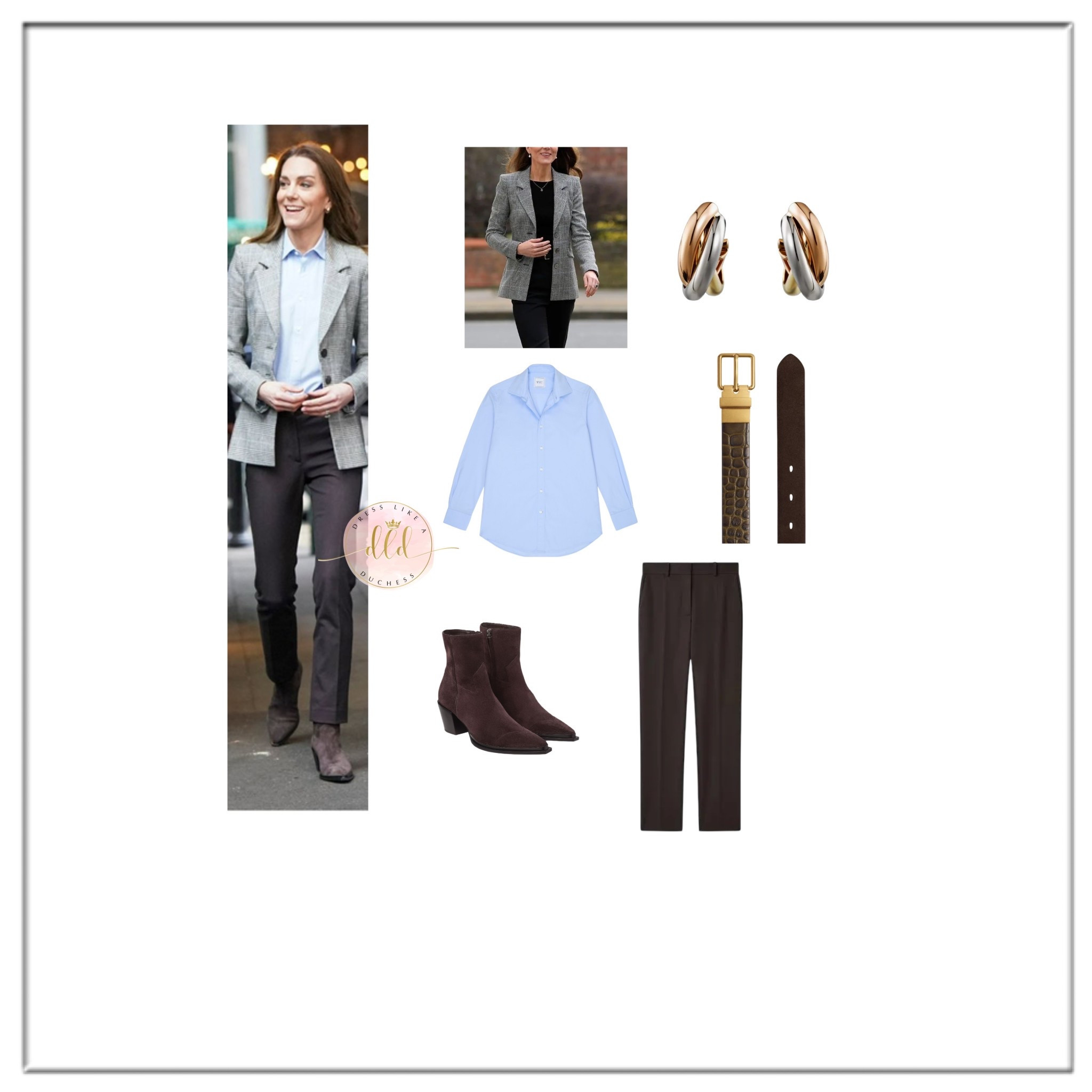 The Prince and Princess of Wales visited Borough Market today. Princess Kate wore a recycled Glen check blazer from Catherine Walker + WNU shirt + new Jimmy Choos