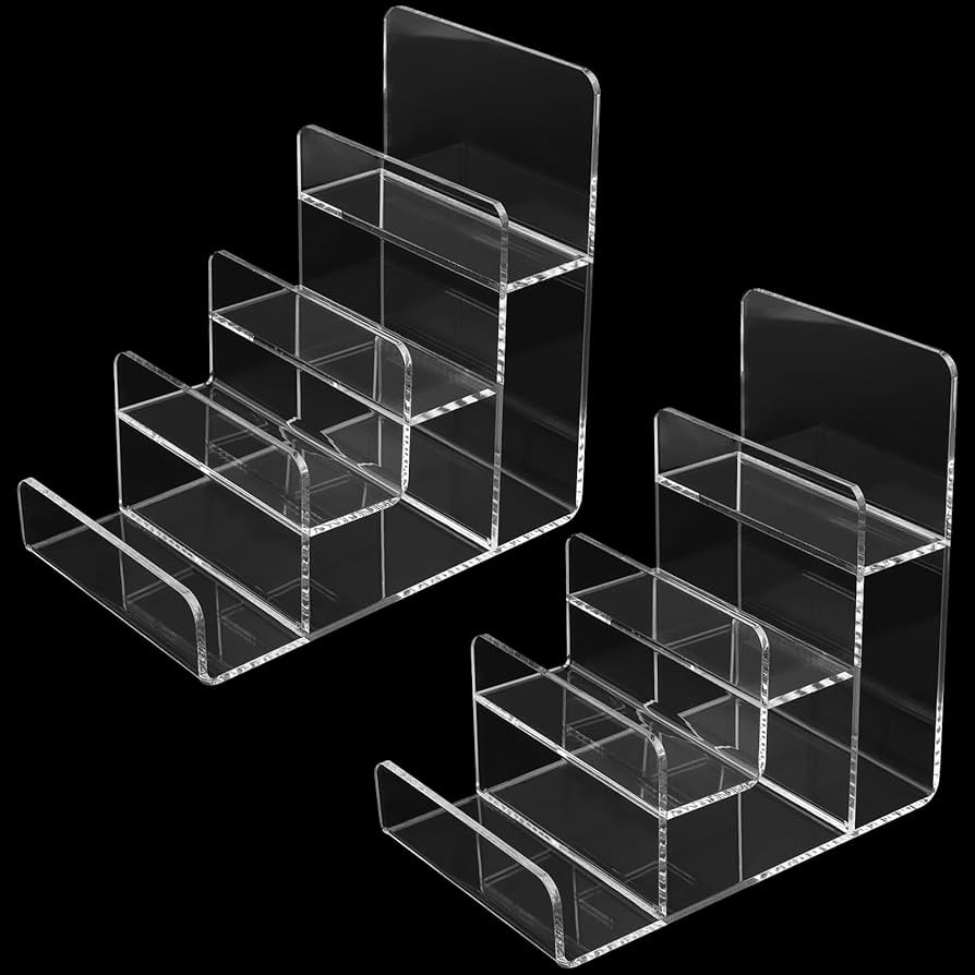 MOUYAT 2 Pack 4 Tier Acrylic Display Stand Clear Riser Display Shelf, Acrylic Wallet Display Stan... | Amazon (CA)