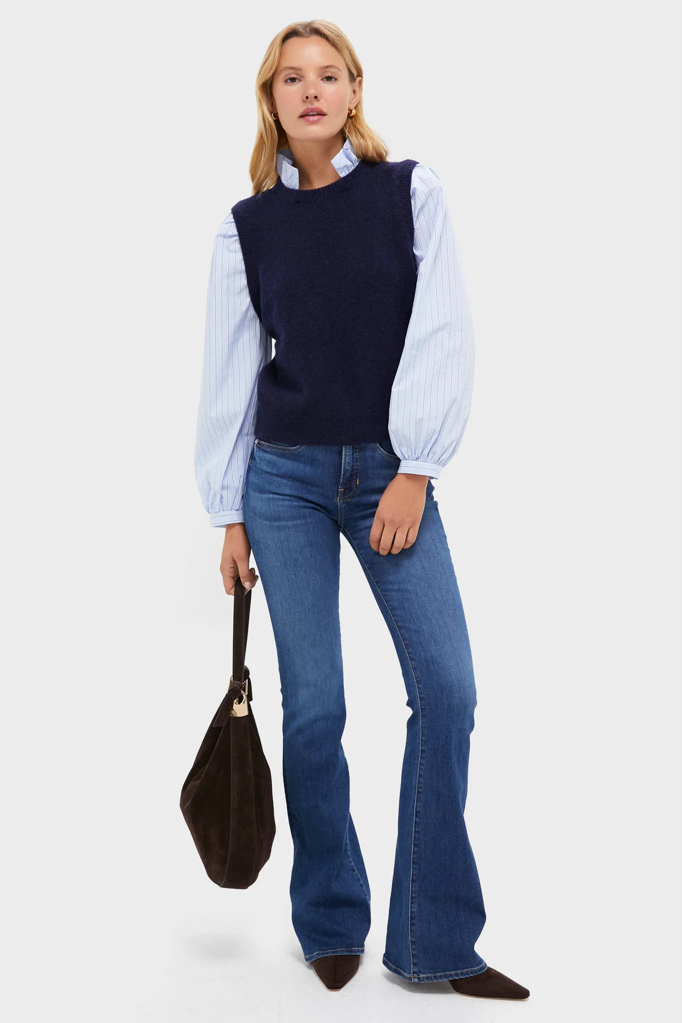 Navy Striped Ella Sweater Blouse | Tuckernuck (US)