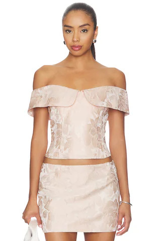 Milkwhite Brocade Corset Top in Pink from Revolve.com | Revolve Clothing (Global)