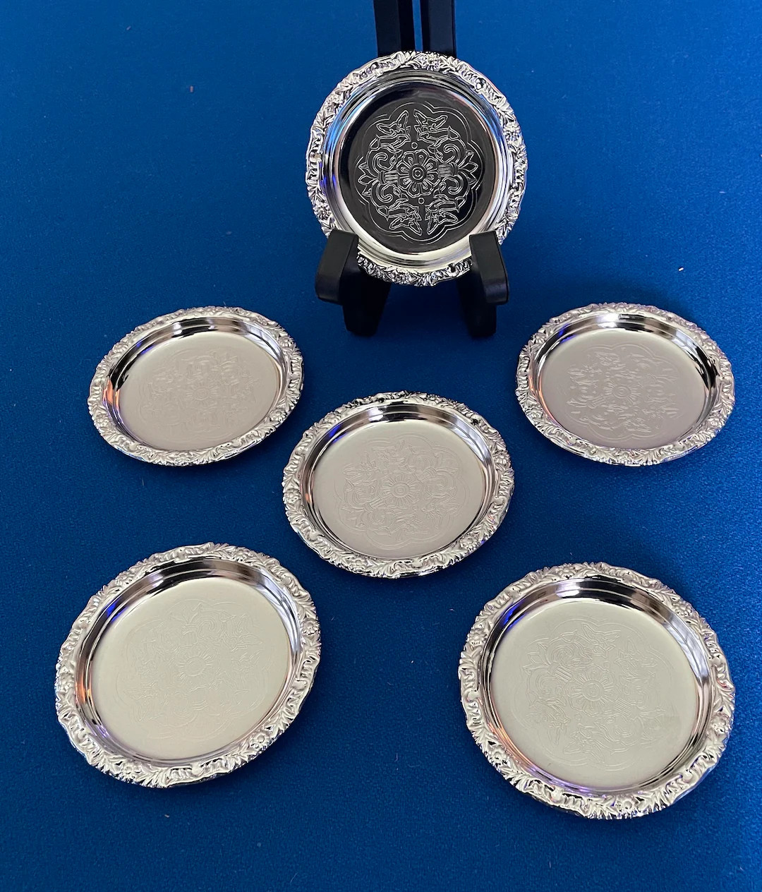 Beautiful Elegant Vintage Collectible SILVER Small Round Floral Ornate Bar/nut/snacks/serving Pla... | Etsy (US)