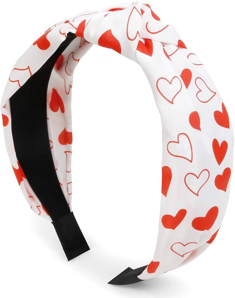 Valentine Headband for Women Valentine’s Day Knotted Headbands for Girls Heart Headband Top Kno... | Amazon (US)