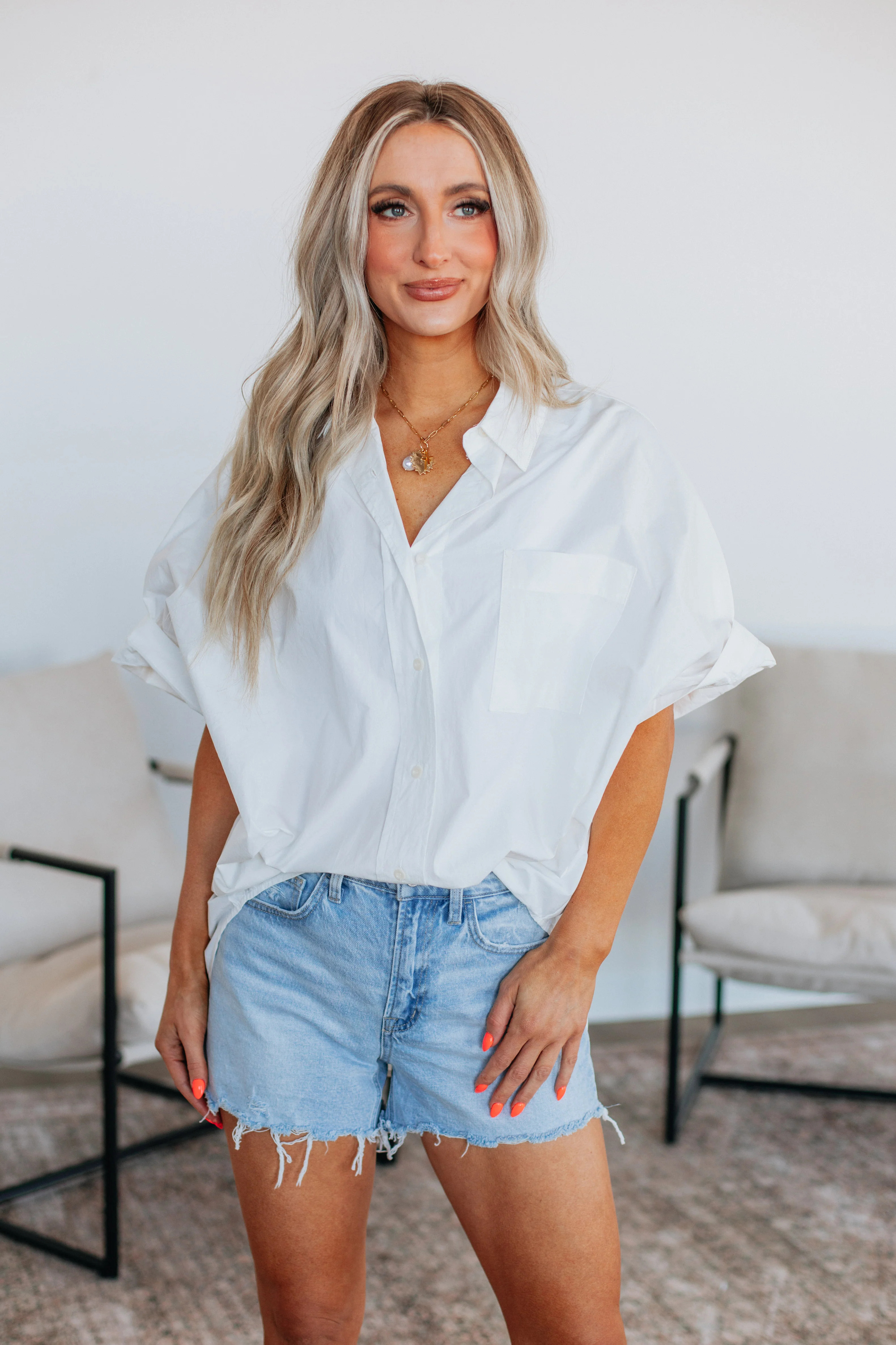 Monique Oversized Button Down Small | Wild Oak Boutique