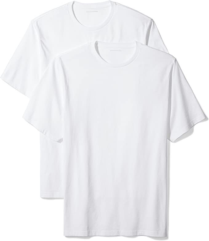 Amazon.com: Amazon Essentials Men's Short-Sleeve Crewneck T-Shirt, Pack of 2, White, Medium : Clo... | Amazon (US)